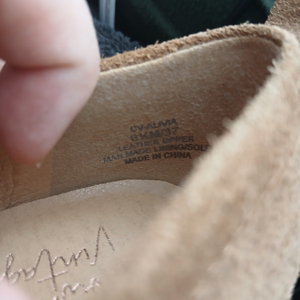 Crown Vintage Alivia Suede‎ Loafer Pumps 6.5 Tan Lug Sole Block Heel Academia - Picture 4 of 10